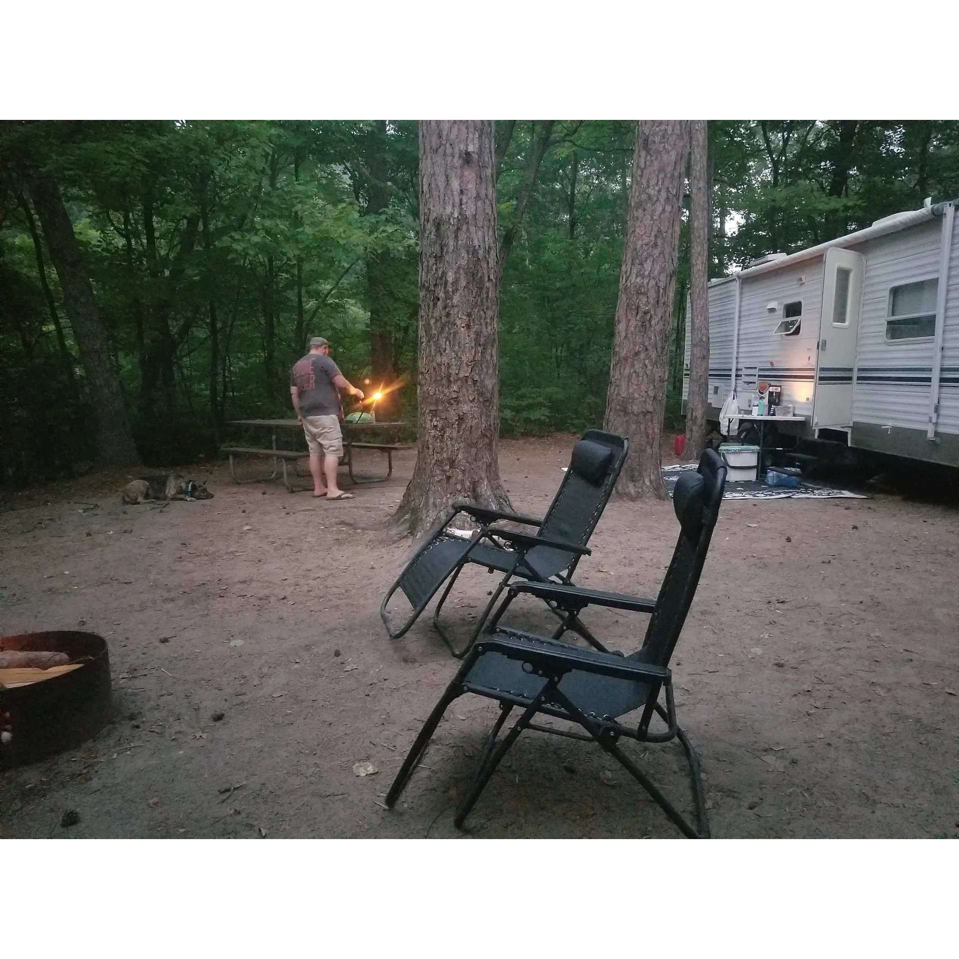 Williams Narrows Campground offers an idyllic retreat for those looking to immerse themselves in the great outdoors with the serene backdrop of a picturesque lake. This scenic campground is a favorite for RV enthusiasts, with spacious sites that readily accommodate units up to 30 ft in length, providing ample space to relax in a tranquil environment. Many sites are strategically placed to afford stunning views of the lake, creating a sense of solitude and connectedness with nature.

Amenities include a well-maintained beach that's only a short walk away, providing a perfect spot for swimming and sunbathing—or simply enjoying a leisurely stroll along the shore. For boating aficionados, there is convenient access to a trail leading from select sites down to the lake where you can anchor your boat close to your camping spot.

Guests have also expressed delight in the proximity to local attractions such as Bobbers Bar, which is just a short walk from the campground and offers delicious food and refreshing cold drinks. It's a great way to complement a day of relaxation or adventure with some local hospitality.

The campground hosts are known for their warm welcomes, adding a personal touch to the camping experience by introducing themselves and getting to know their guests, including the furry four-legged ones. They maintain the grounds with great care, ensuring a clean and comfortable setting for guests. The level and expansive sites ensure that you can set up your equipment with ease, and the superb upkeep of the facilities, including the freshness of the bathrooms, has been noticed and praised by many.

For a peaceful evening under the sky, guests can delight in stunning sunsets that paint the horizon with vibrant colors, adding to the serene ambiance of Williams Narrows. The natural spacing between campsites provides privacy and a feeling of having your own personal slice of wilderness.

For those who enjoy a more rustic camping experience, Williams Narrows Campground features well water and pit toilets, staying true to an authentic camping feel. Although there are no hookups, the simplicity is a welcome feature for those seeking to disconnect and enjoy the simpler pleasures of outdoor life.

From the gentle waters of the lake to the quietude that envelops the campground, Williams Narrows Campground emerges as a cherished spot for an escape into nature's embrace. Whether you're looking to engage in water activities, seek out trails, or simply relax by the campfire, this campground promises an experience that beckons many to return. Description by ChatGPT.