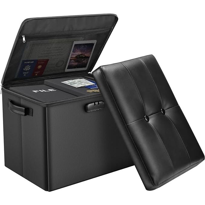 The Fireproof and Water-resistant Storage Ottoman offers a secure and reliable solution for storing your important files and valuables. Made of 3 layered non-itchy silicone coated fiberglass, this ottoman can withstand temperatures up to 2000℉, keeping your belongings safe in the event of a fire.