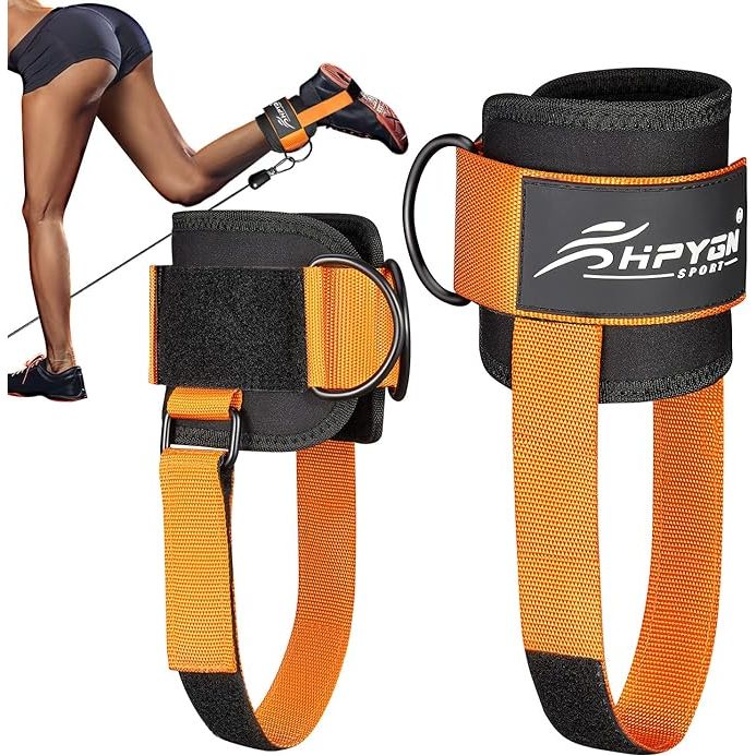 An ankle strap for a cable machine is a piece of equipment designed to attach to the cable machine to facilitate a wide range of lower body exercises. These padded ankle straps are specifically designed for exercises such as kickbacks, glute workouts, leg extensions, curls, booty hip abductors, and other lower body exercises.