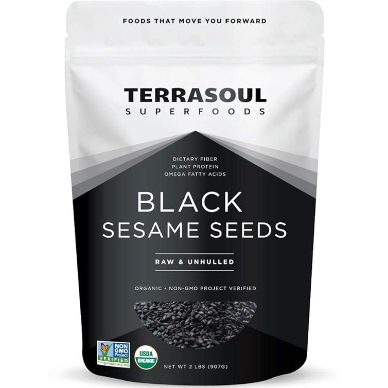 Terrasoul Superfoods Organic Black Sesame Seeds are a high-quality superfood that comes in a 2-pound bag. These seeds are raw, unhulled, and lab-tested for quality and purity. Black sesame seeds are known for their rich nutty flavor and high nutritional value, making them a popular choice for adding to a variety of dishes.