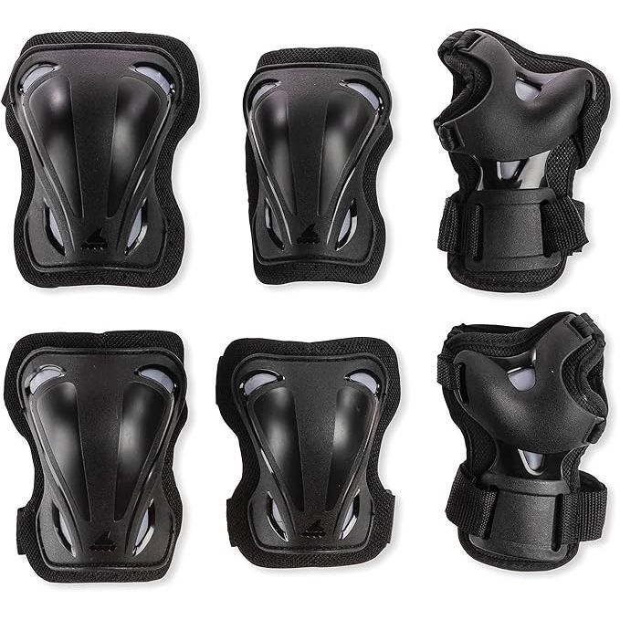 The Rollerblade Skate Gear 3 Pack Protective Gear is designed to offer essential protection for inline skaters of all levels. This set includes knee pads, elbow pads, and wrist guards to help prevent injuries while skating.