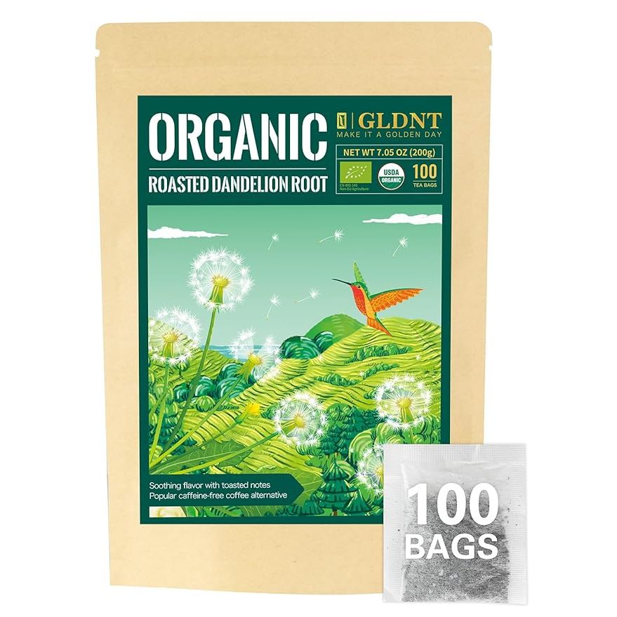 GLDNT Organic Roasted Dandelion Root Tea Bags are premium quality tea bags made from organic roasted dandelion root. This caffeine-free herbal tea offers a rich and flavorful taste that is perfect for those looking for a caffeine-free alternative to coffee or traditional tea.