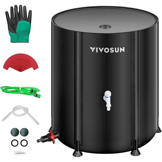 The VIVOSUN Collapsible Rain Barrel is a convenient and eco-friendly solution for collecting rainwater in your garden or yard. With a capacity of 132 gallons, it can store a large amount of water for watering plants, washing cars, and other outdoor needs.
