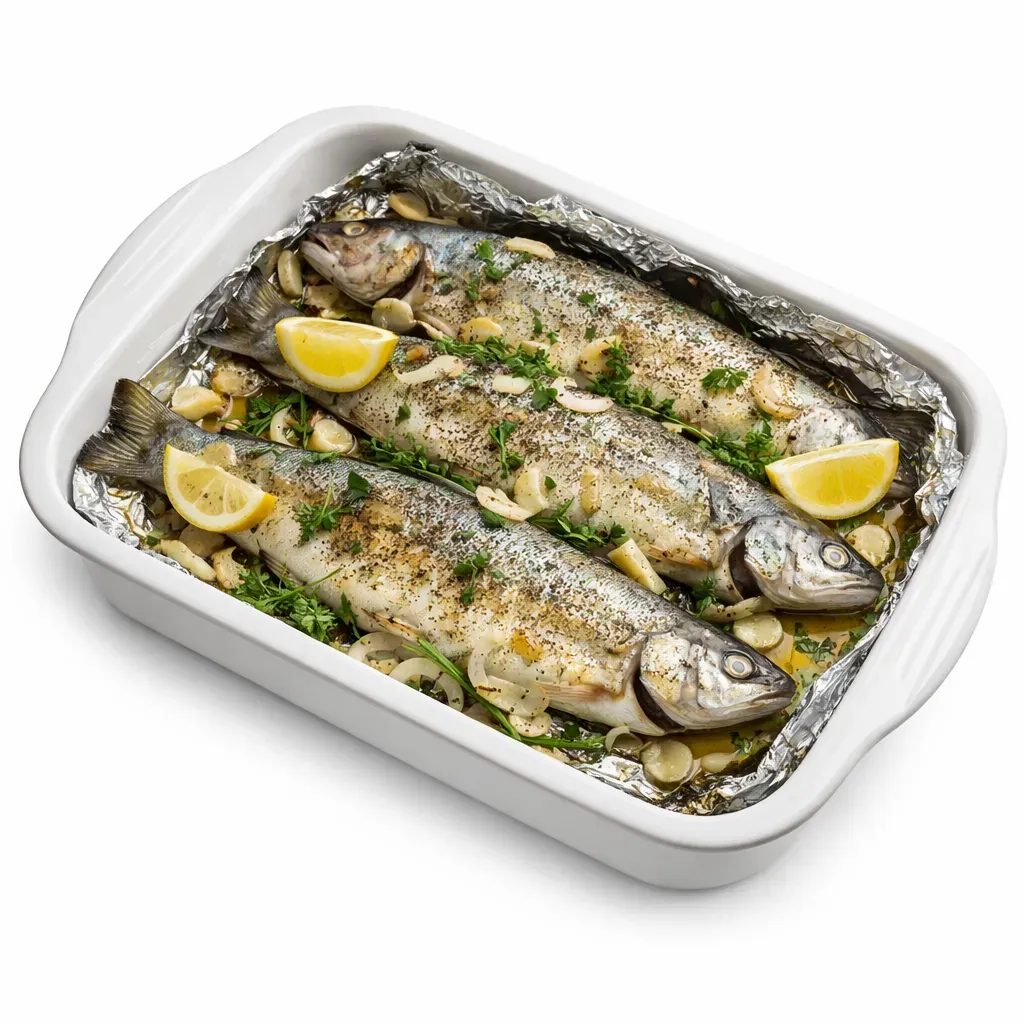 Delve into a taste of Armenian culinary tradition with this aromatic and flavorful baked Sig Fish, seasoned and stuffed with fresh herbs, lemon, and butter, promising a succulent experience in every bite.