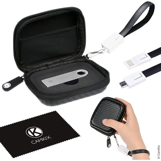 A Case and USB keychain bundle is a convenient accessory designed for Trezor or Ledger Nano S hardware wallets, which are popular devices used for storing cryptocurrencies securely. The case provides protection for the wallet device, safeguarding it from damage during everyday use or while traveling.