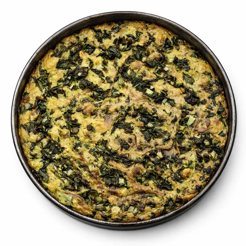 Experience a taste of Greece with this rustic version of Spanakopita using cornmeal instead of wheat flour, featuring fresh spinach and feta cheese.