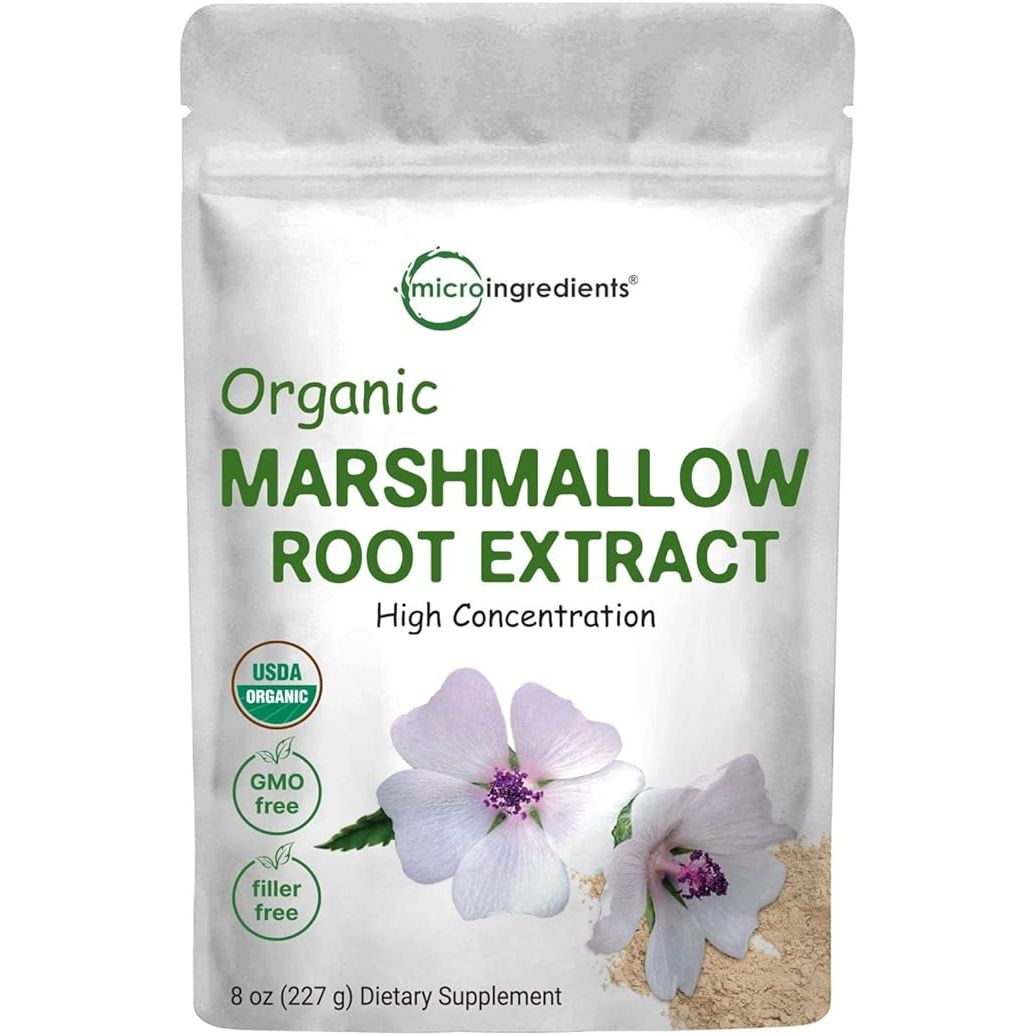 Micro Ingredients Organic Marshmallow Root Powder is a high-quality supplement that comes in a convenient 8-ounce container. This product is free of fillers, making it a pure and potent source of marshmallow root.