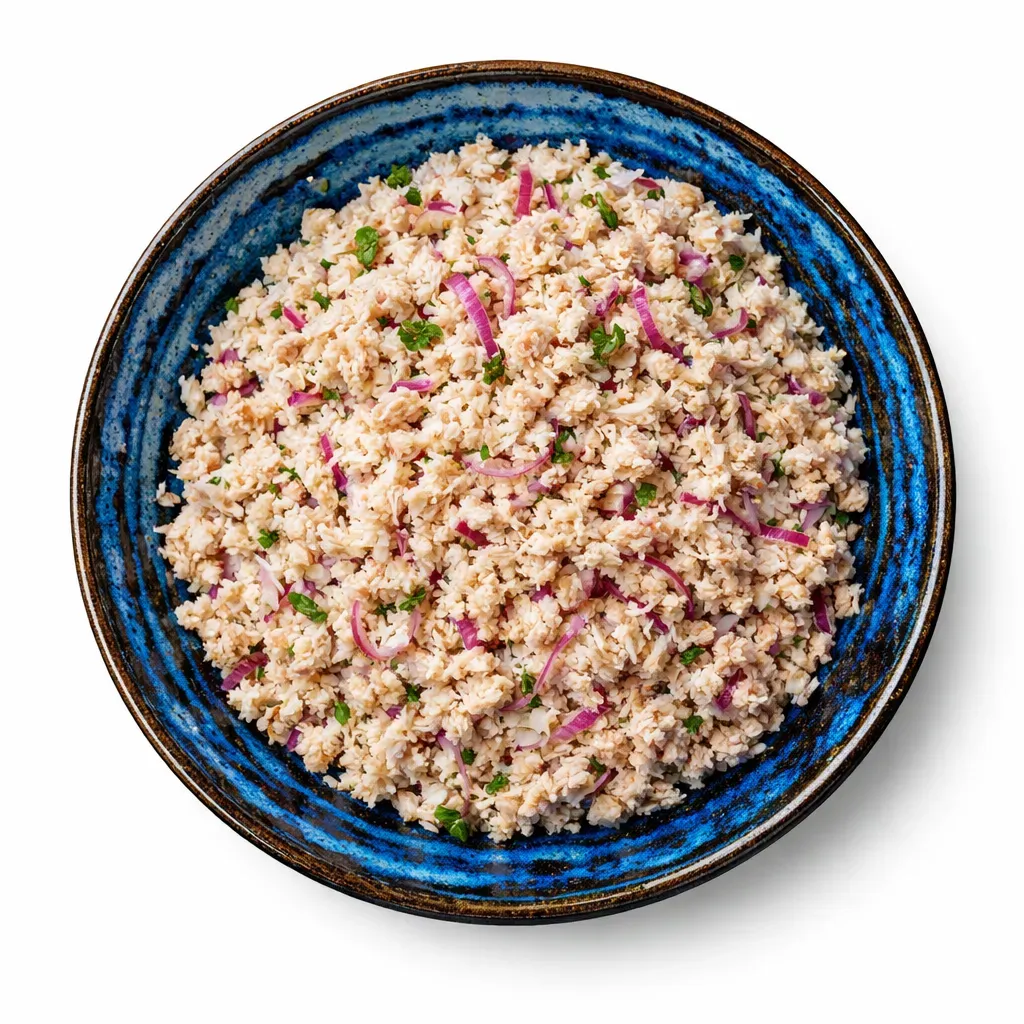 A refreshing and healthy traditional Maldivian tuna and coconut salad, perfect for breakfast or as a light meal.