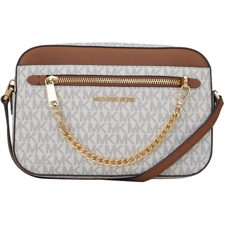 The Michael Kors East West Chain handbag is a stylish and versatile accessory in a timeless brown hue, perfect for daily wear. Its neutral color effortlessly complements various outfits and styles, while the elegant chain detailing adds a touch of sophistication to its design.