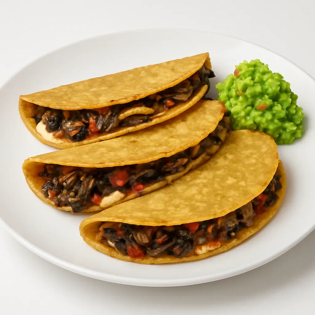 These quesadillas are packed with a savory mix of huitlacoche, spices, and melted cheese, offering a unique twist to the classic quesadilla. Serve them as a main course or an appetizer for a taste of Mexico.