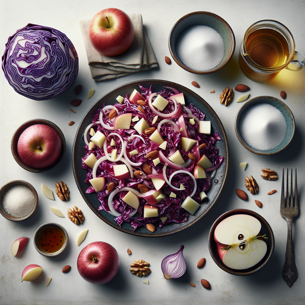 Rotkrautsalat is a colorful and refreshing German salad that showcases the vibrant hues and crisp texture of red cabbage. It's a simple dish that combines thinly sliced red cabbage with a sweet and tangy vinaigrette typically made of apple cider vinegar, oil, and a hint of sugar.