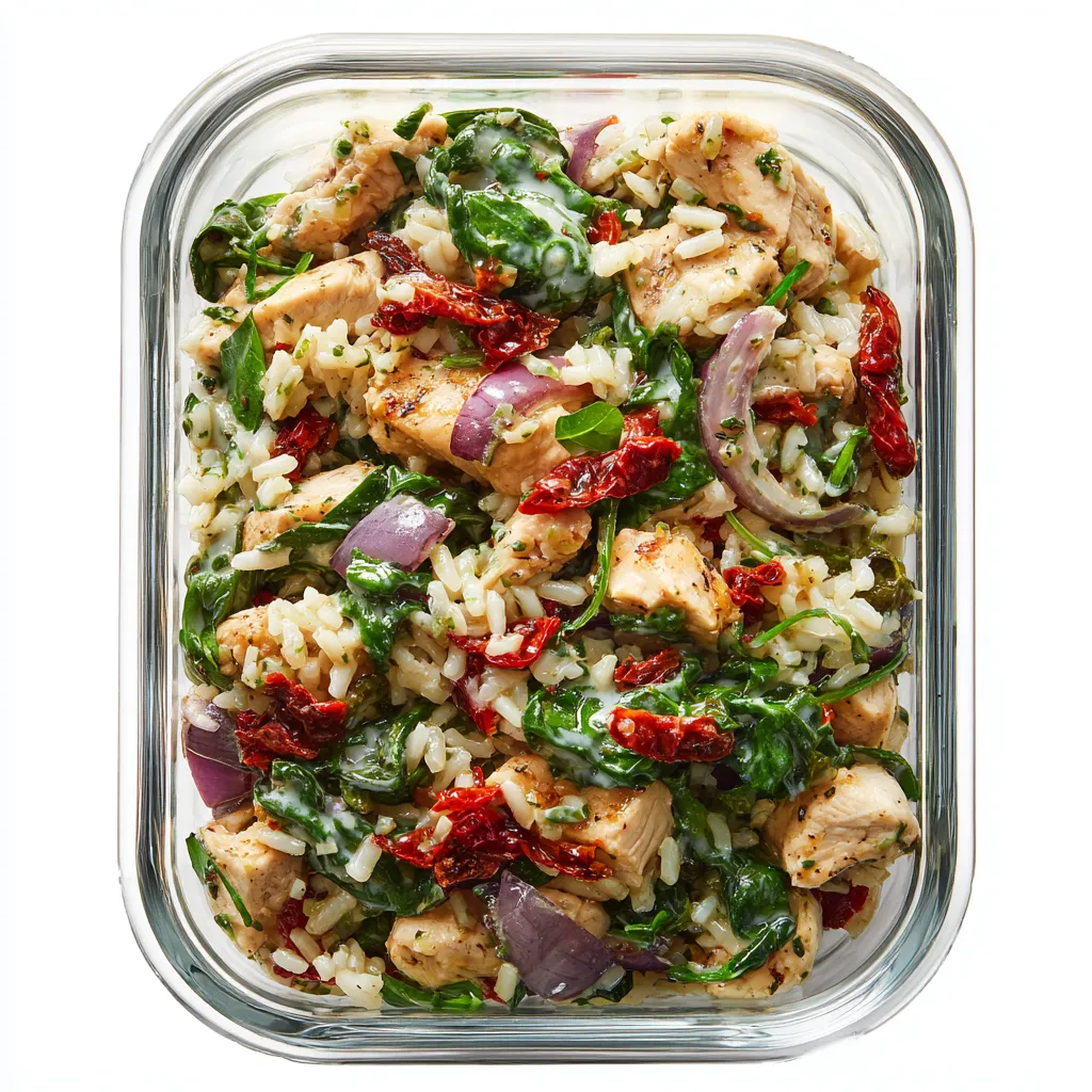 A delicious high-protein, low-calorie meal prep that requires no dishes at all! This Mediterranean-inspired chicken bowl is perfect for those who want to eat healthily without the hassle of cleaning up.