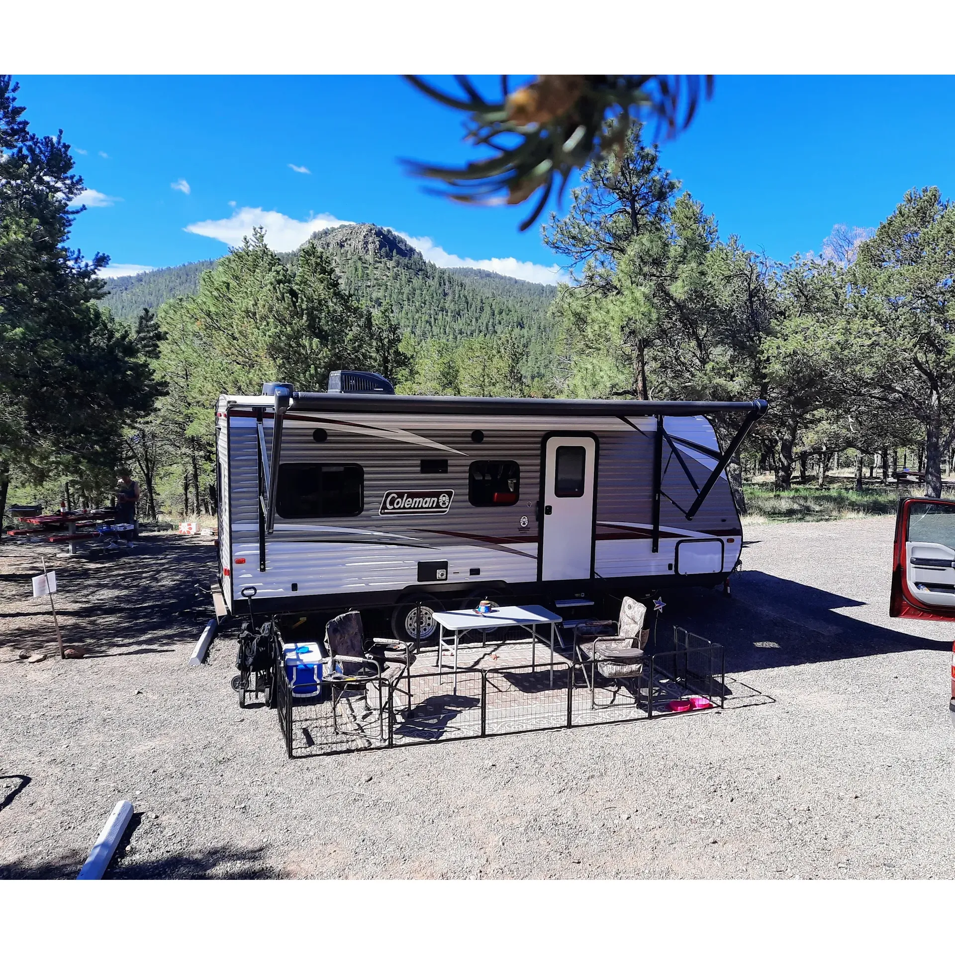 Juniper Campground offers an idyllic haven for outdoor enthusiasts and nature lovers seeking a serene getaway with the comfort of modern amenities. Perched near the magnificent shores of Quemado Lake, this campground is a prized destination for kayakers exploring the lake’s expansive beauty, often finding spots so shallow they’re accessible only by the shallowest of crafts. 

Visitors can look forward to facilities that enhance their camping experience, such as consistently clean bathrooms stocked with essentials and reliable access to electricity and water hookups to maintain the conveniences of home. The campground’s meticulous maintenance includes clearing brush and providing ample firewood for that perfect campfire under the stars. 

While adventure awaits just a short walk down to the lake—with the path offering its own rugged charm as it weaves through rocky terrain—Juniper Campground is also a wildlife watcher’s delight. A plethora of local fauna like elk and various birds of prey delight in the lake's pristine environment, often visible to those with a watchful eye.

The campground spaces provide a degree of seclusion that invites a sense of privacy and tranquility for RV campers, with roomy sites available to set up a temporary home amongst the wilderness. For those looking to embrace nature without compromise, Juniper Campground stands as a bustling hub of fishing, camping, and hiking activities with pristine views overlooking the lake, ensuring that every visitor can savor the natural surroundings.

A visit to Juniper Campground promises a chance to disconnect from the daily grind and reconnect with nature, all while enjoying the amenities that make camping comfortable and enjoyable. With a beckoning landscape rich in flora and fauna, alongside opportunities for catching trout or simply basking in the vast, scenic vistas, Juniper Campground remains a sought-after destination for all who dream of an unforgettable retreat into the wild. Description by ChatGPT.