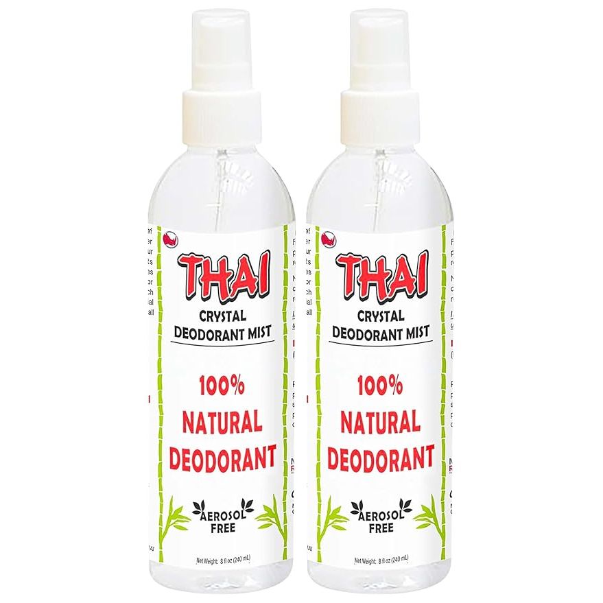 The 2-PACK Thai Deodorant Crystal Mist Spray is an aluminum-free deodorant spray made with natural crystal salt. This spray is suitable for both men and women, as well as teens, making it a versatile choice for all ages. The 8 oz size of each bottle in the 2-pack provides long-lasting freshness and protection against odor.