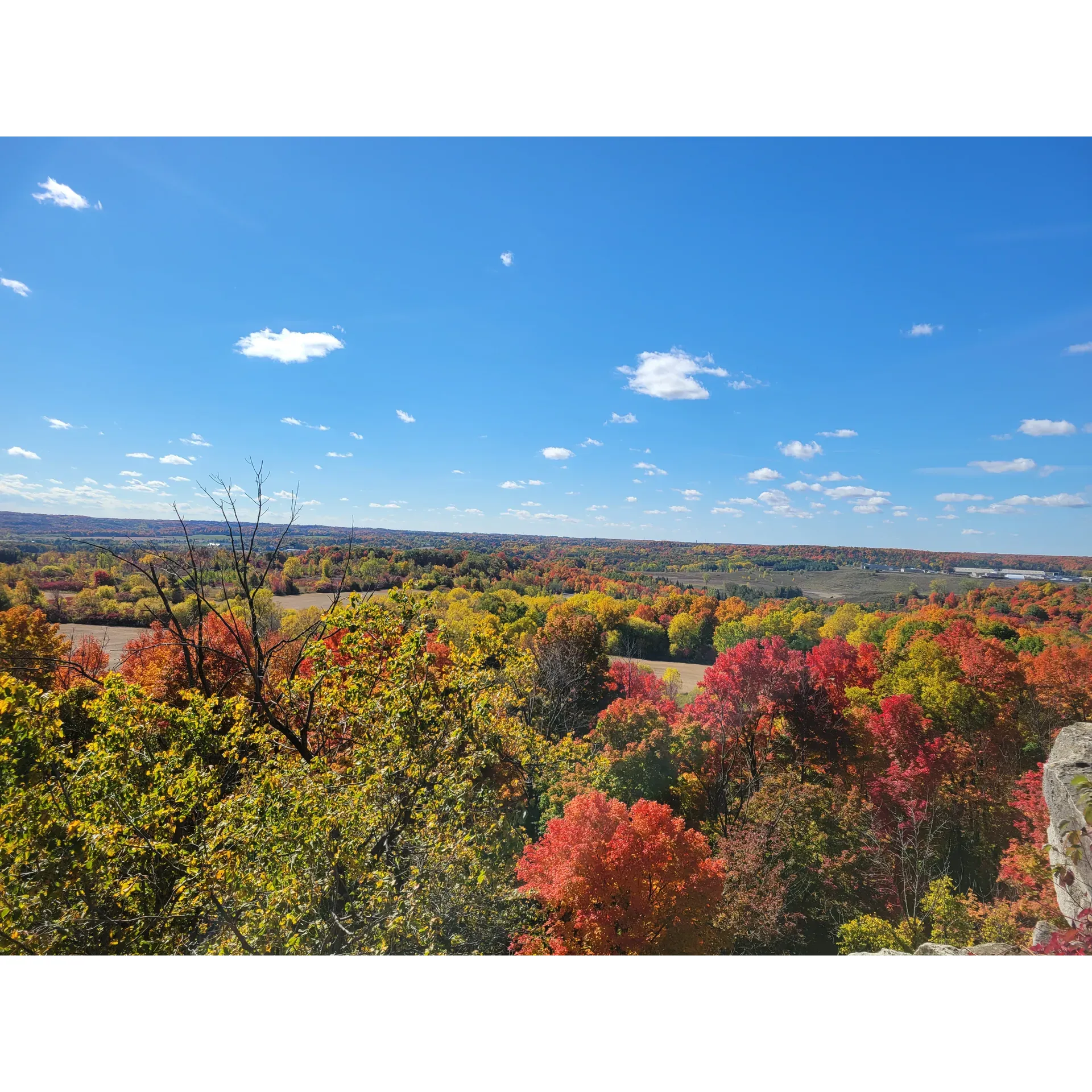 Rattlesnake Point Conservation Area, strategically located in Milton, Ontario, is a picturesque outdoor paradise that draws visitors from near and far to bask in its natural beauty and engage in a variety of outdoor activities. Embraced by an abundant array of springtime blooms and vibrant autumnal foliage, the park offers a stunning display of seasonal transitions that captivate the senses and soothe the soul.

Outdoors enthusiasts have the opportunity to explore a network of four distinct trails, each meticulously maintained and marked with clear instructions to ensure a pleasurable journey for all skill levels. The legendary Bruce Trail invites adventurers to meander alongside a crystalline stream, immersing themselves in the tranquility of forested paths.

Rock climbing aficionados find their haven against the backdrop of Rattlesnake Point's rugged cliffs, challenging their skills and rewarding them with panoramic views that stretch out into the horizon. The thrill of the ascent and the sense of achievement upon reaching new heights are just part of this conservation area's allure.

For those who seek serene vistas, lookout points peppered across the park provide sweeping perspectives of the surrounding rural landscape. Whether one yearns for a brisk hike or a meditative stroll, Rattlesnake Point serves up spectacular scenery coupled with the chance to spot local wildlife, including the majestic eastern fox snake and various birds of prey.

The conservation area facilitates both energizing and relaxing experiences with amenities such as picturesque gazebos perfect for family picnics and mixed terrain that beckons the more adventurous to engage in the grounding practice of barefoot hiking through enchanting pine needle forests.

Located a convenient distance from downtown Toronto, Rattlesnake Point is a premium destination for those seeking a blend of unspoiled beauty, recreational activities, and accessible outdoor wonder. With online ticketing and ample parking facilities, planning your visit is seamless, guaranteeing that each guest can fully immerse themselves in the natural splendor and array of experiences that Rattlesnake Point Conservation Area so generously offers. Description by ChatGPT.