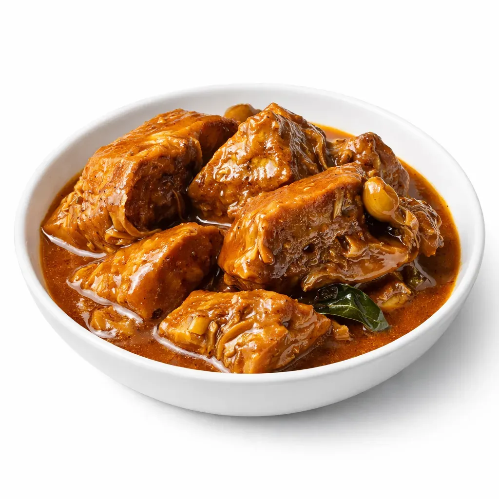 A traditional Sri Lankan Polos Curry made with tender young jackfruit, coconut milk, and a rich blend of spices that create a fragrant and delicious vegan dish.