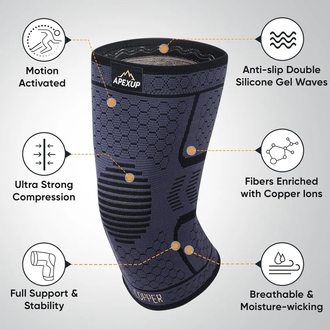 Copper knee braces and knee compression sleeves are designed to provide support and relief for individuals experiencing knee discomfort, whether due to injury, arthritis, or general strain.