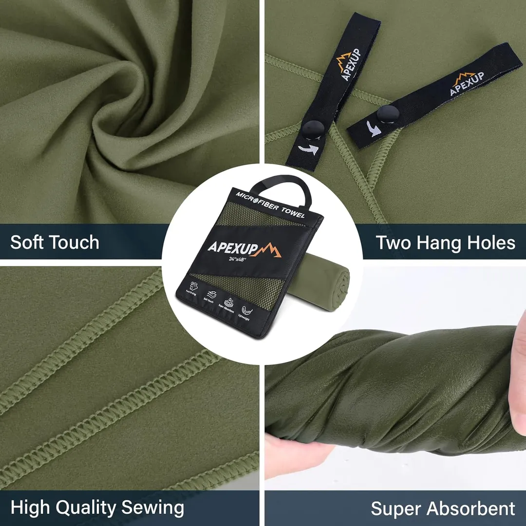 Mesh Bag Included: The travel towel comes with a handy mesh bag for easy storage and carrying, each towel features two hang holes for quick and effortless drying; Simply hang it up after use to keep it fresh and ready for your next adventure.
