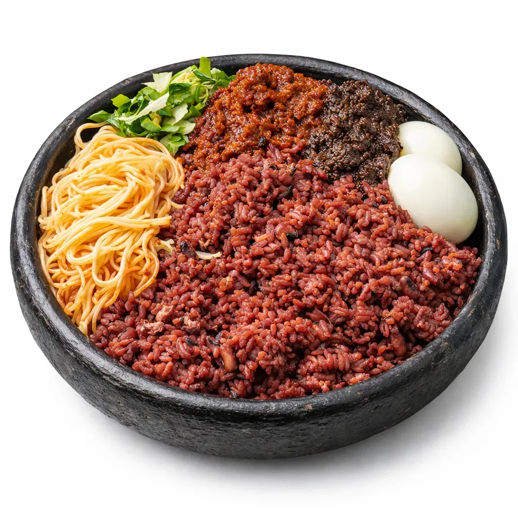 Waakye is a beloved Ghanaian dish that marries rice and beans with the unique addition of sorghum leaves, resulting in a distinctive reddish-purple color and a hearty, flavorful meal, often served with various sides.