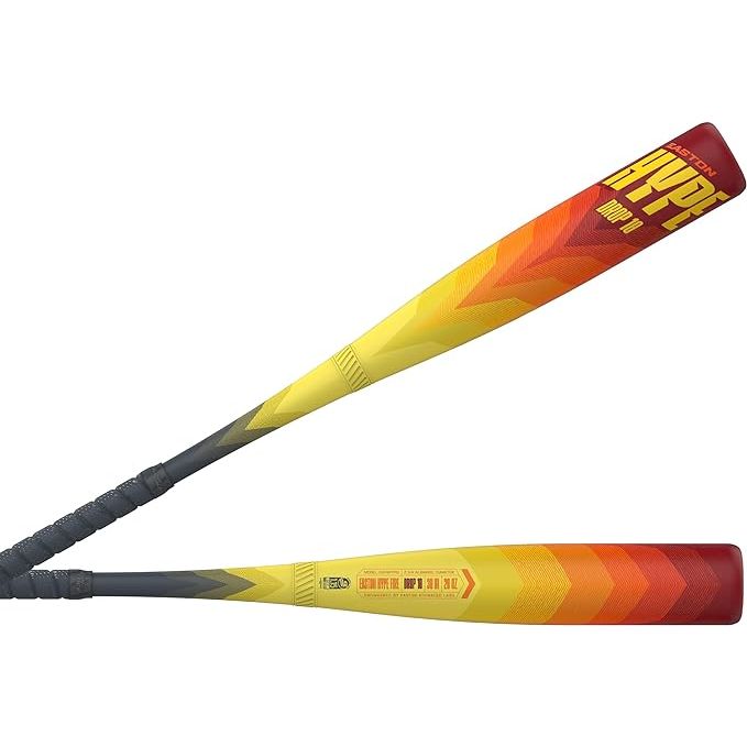 The Easton 2024 Hype FIRE Baseball Bat is a USSSA-approved bat designed for youth players with drop weights of -5, -8, or -10. The bat features a 2 3/4" barrel diameter and a 2-piece composite construction, which helps improve overall bat speed and power potential.