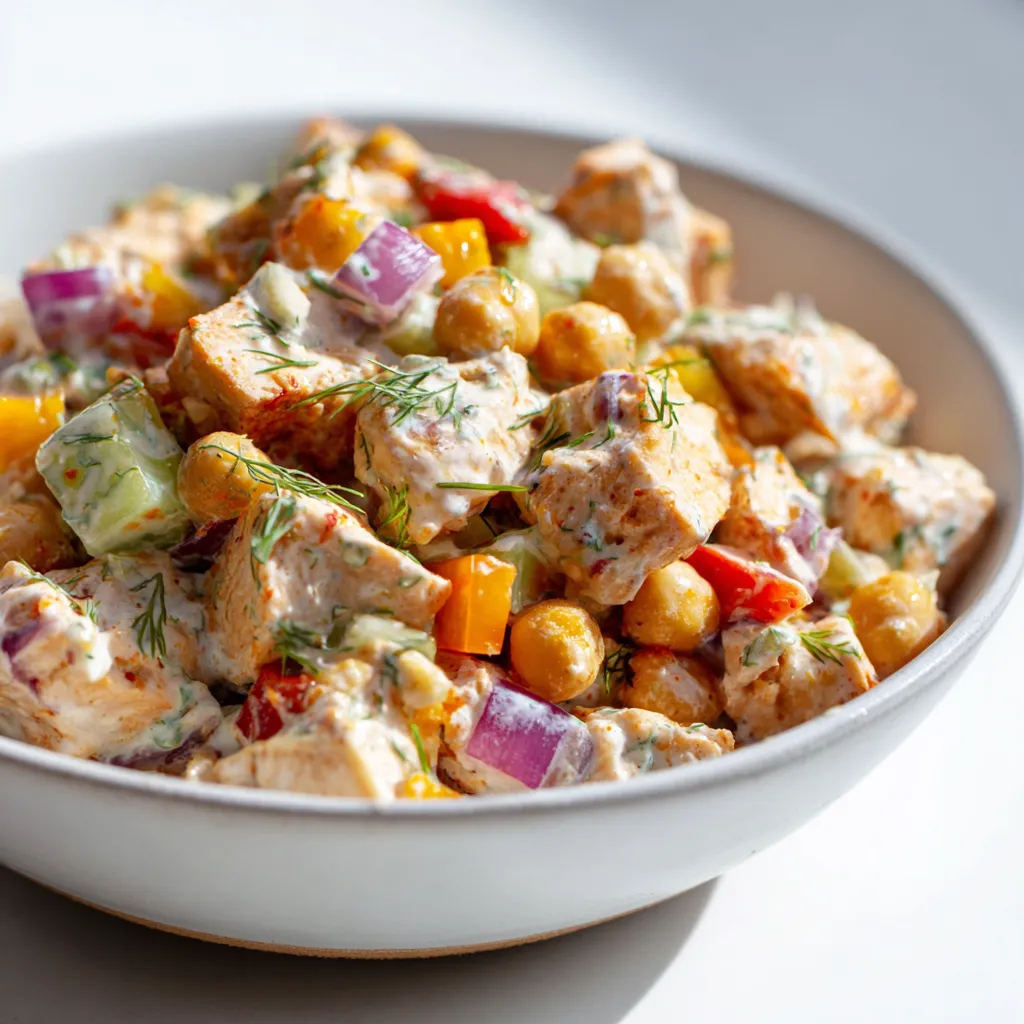 A nutritious and satisfying salad featuring succulent chicken and tangy buffalo dressing, perfect for meal prep throughout the week.