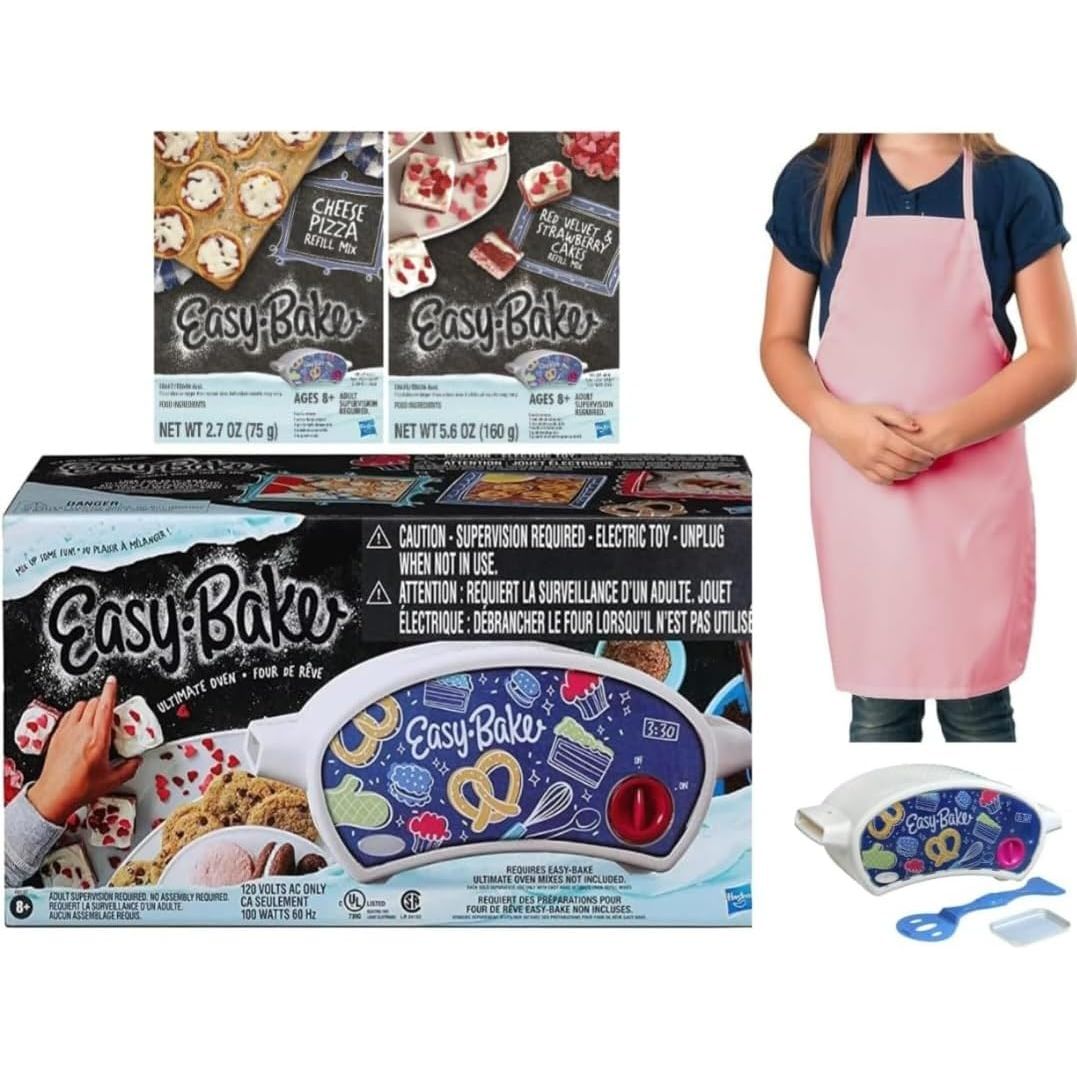 The Easy-Bake Oven Ultimate Creative Set is a deluxe kit that includes the iconic Easy-Bake Oven, a baking pan, and a spatula for easy baking. This set also comes with refill mixes for Red Velvet Strawberry Cake and Party Pretzel Dippers, allowing kids to bake and enjoy a variety of sweet and savory treats.