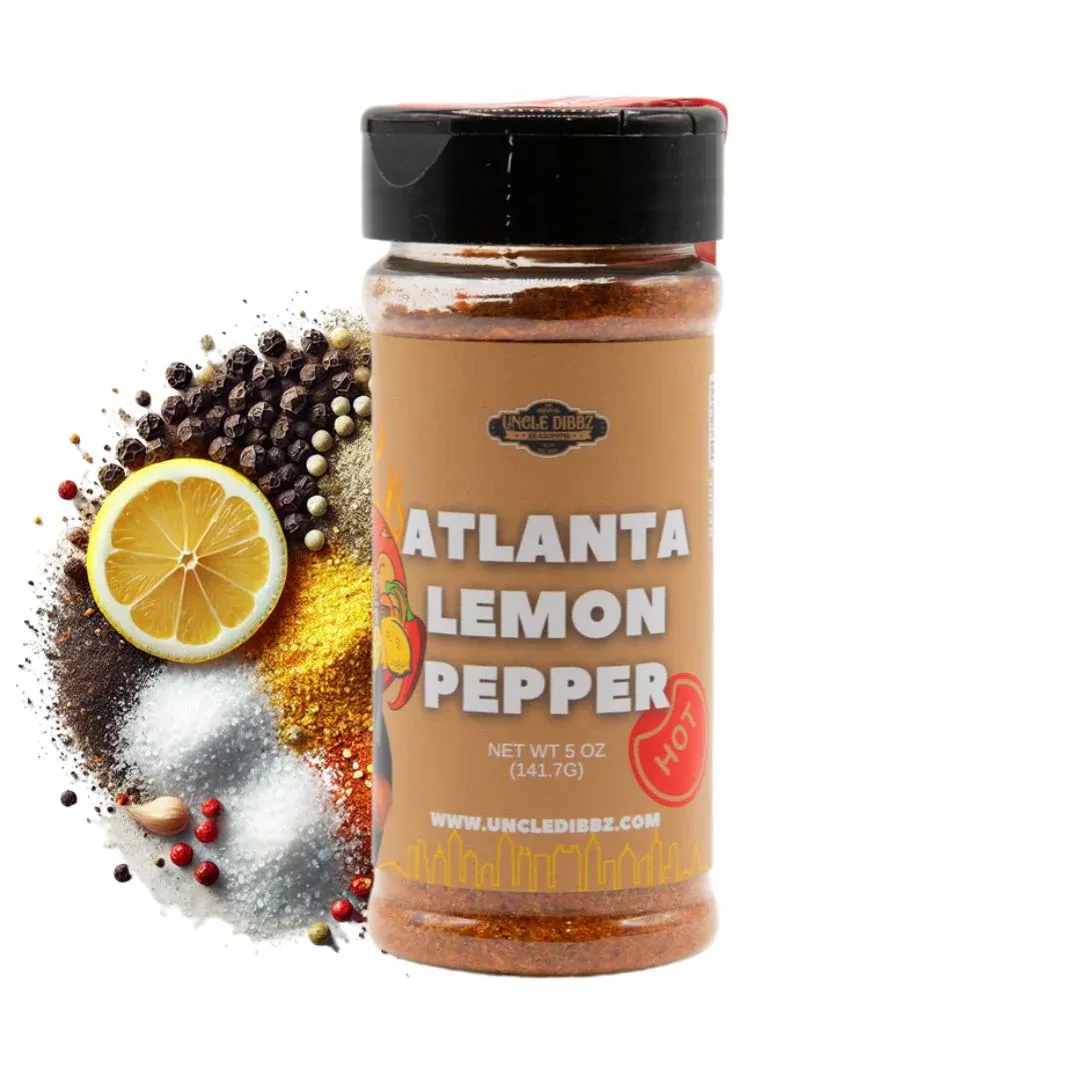 Taste of ATL : A zesty lemon pepper blend with a kick of heat, bringing Atlanta's favorite flavor to your kitch.
Turn Up the Heat: Perfect for adding a spicy citrus punch to every dish.
Versatile and Bold: From wings to seafood, this seasoning delivers that ATL heat with every shake.