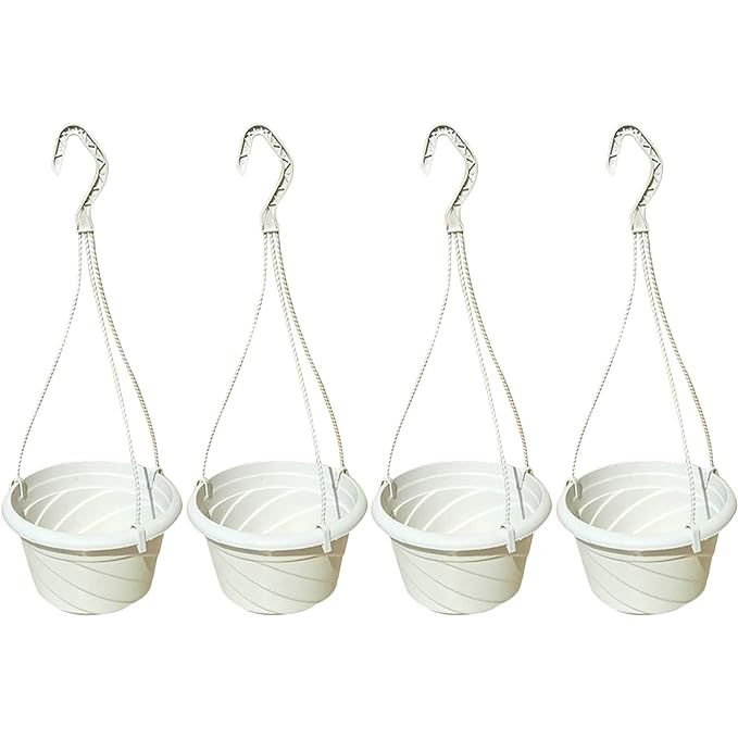 The VIDELLY 4 Pieces Plastic Hanging Planters are versatile and stylish options for adding greenery to any outdoor or indoor space. These planters are made of durable plastic material, making them lightweight and easy to hang from fence posts, balcony railings, or any other suitable hanging spot.