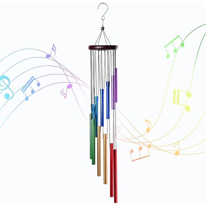 Outdoor colorful wind chimes are a popular and decorative addition to any outdoor space. This particular wind chime features 12 aluminum tubes, creating a soothing and melodious sound when the wind blows. The colorful design adds a vibrant touch to your garden, patio, balcony, or home decor.