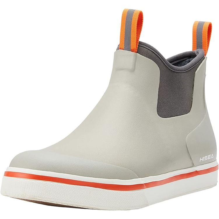 The HISEA Men's Deck Boots are specifically designed for saltwater fishing and other water activities. These booties are constructed with waterproof materials to keep your feet dry and comfortable while out on the water.