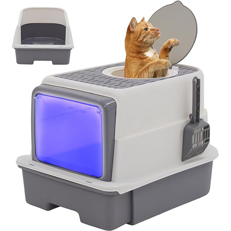 Introducing the Cat Litter Box with Double Door, a unique and innovative solution for cat owners looking to reduce litter scattering in their homes. This litter box features a front entry door for easy access, as well as a top entry for cats to exit through.