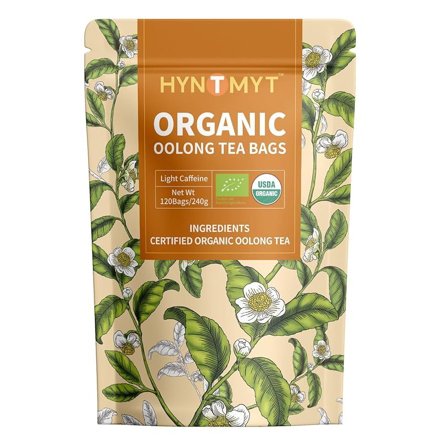 HYNTMYT Organic Oolong Tea Bags are made from USDA certified organic oolong tea, ensuring high-quality and pure ingredients. Oolong tea is known for its health benefits, such as improving metabolism and aiding in weight loss. These tea bags have a low caffeine content, making it a great option for those looking to reduce their caffeine intake.