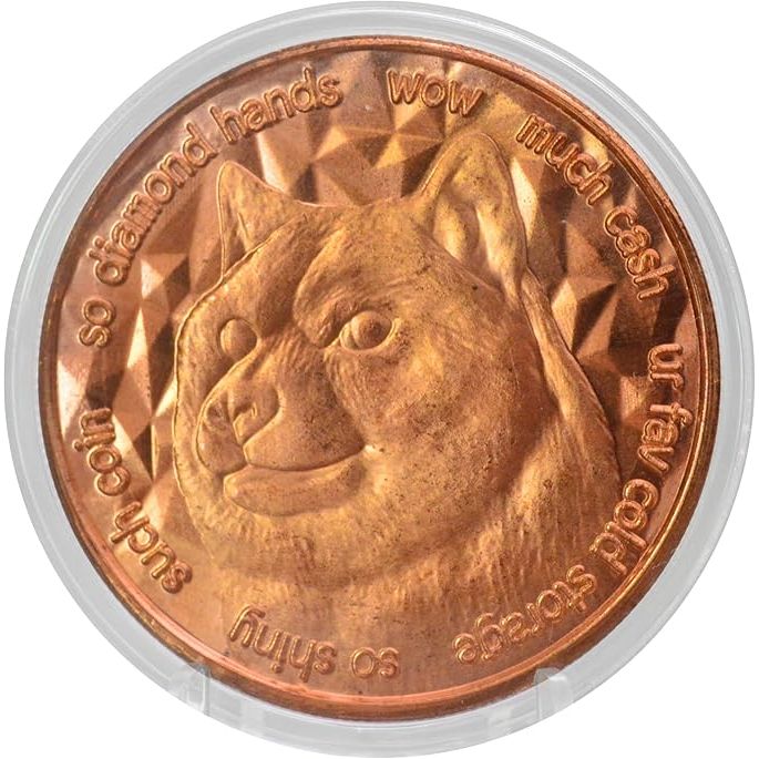 The Dogecoin Meme 1 oz Pure Copper Collectible Coin is a popular item among cryptocurrency enthusiasts and meme lovers alike. This coin features the iconic Shiba Inu dog from the Dogecoin cryptocurrency logo, making it a unique and fun addition to any collection.