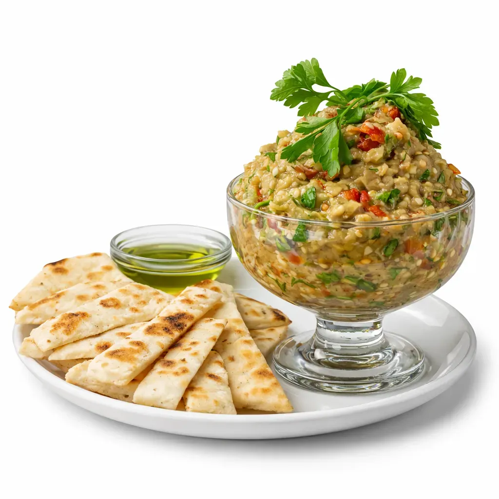 Transport yourself to the heart of Greece with this traditional recipe for Melitzanosalata, a deliciously smoky roasted eggplant dip, perfect as a mezze or a light snack.