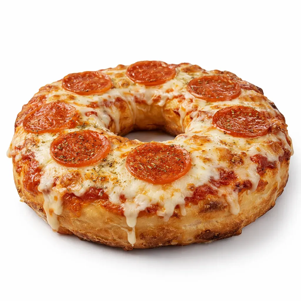 A delightful fusion of pizza and bagel, this Giant Pizza Bagel is made from refrigerated French bread dough and popular pizza toppings, creating a shareable dish that's fun and unique.