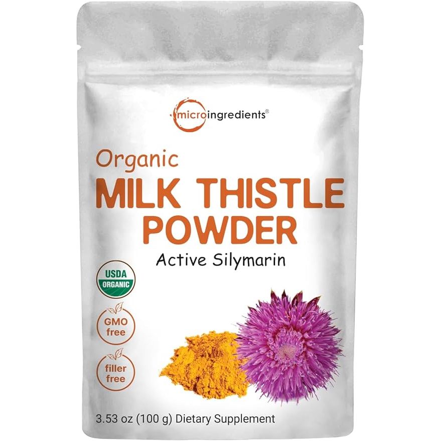 Organic Milk Thistle Tea Powder is a natural supplement that can aid in liver detoxification and support overall liver health. This product comes in a 3.5 ounce package, providing approximately 400 servings per container.