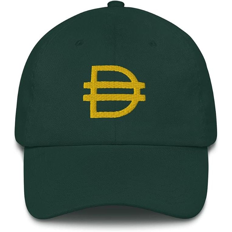 The DAI Crypto Embroidered Dad hat is a fashionable and functional accessory for supporters of the cryptocurrency DAI. The hat features a stylish design with the DAI logo embroidered on the front, making it a great way to show off your love for digital currency. It is made from high-quality materials, ensuring durability and comfort.

Cryptocurrency is a type of digital or virtual currency that uses cryptography for security. DAI is a stablecoin that is pegged to the US dollar, meaning its value is designed to remain stable over time. This makes it a popular choice for those looking to invest in digital assets without the volatility often associated with other cryptocurrencies.

Blockchain technology is the underlying technology behind cryptocurrencies like DAI. It is a decentralized and distributed ledger that records transactions across a network of computers. HODL, a term originating from a misspelled Reddit post, stands for "Hold On for Dear Life" and refers to the strategy of holding onto cryptocurrency assets long-term, despite market fluctuations. Embracing the HODL mentality can be a way to withstand price volatility and potentially benefit from long-term value growth. Description by ChatGPT.