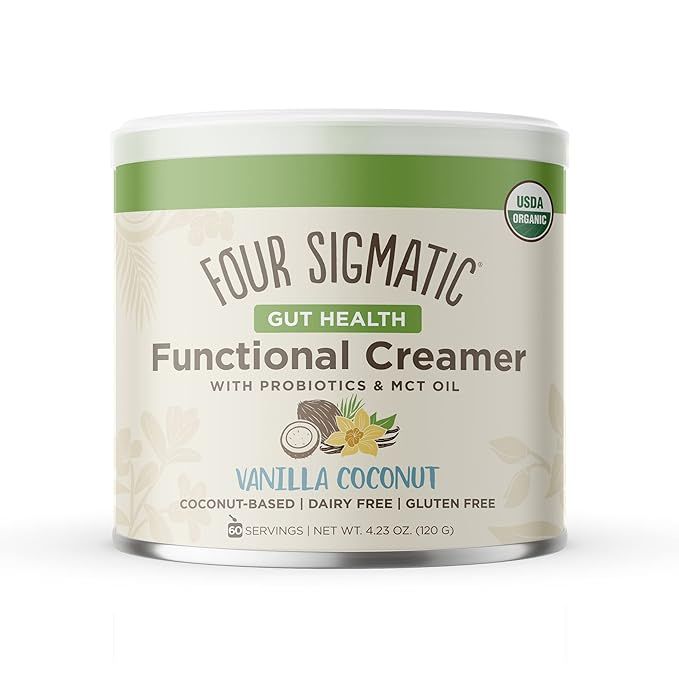 GUT HEALTH Functional Creamer with MCT Oil & Probiotics Vanilla Coconut is a dairy-free creamer designed to support gut health and improve digestion. Made with medium-chain triglycerides (MCT) oil and probiotics, this creamer helps promote the growth of beneficial bacteria in the gut, which can lead to better overall health.