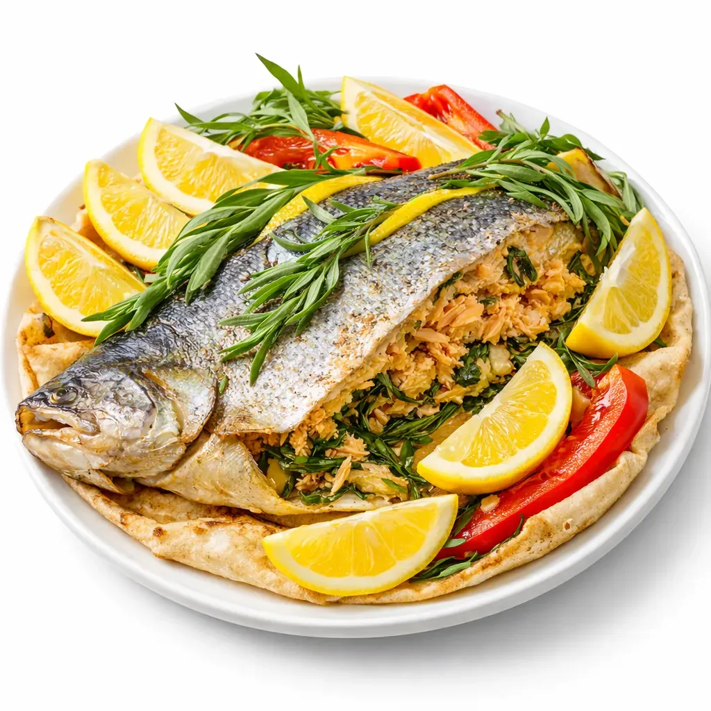 Experience the rich flavors of Armenian cuisine with this oven-baked trout recipe. The combination of juicy trout, aromatic tarragon, and zesty lemon wrapped in crispy lavash bread creates a hearty and delightful main course that is sure to impress.