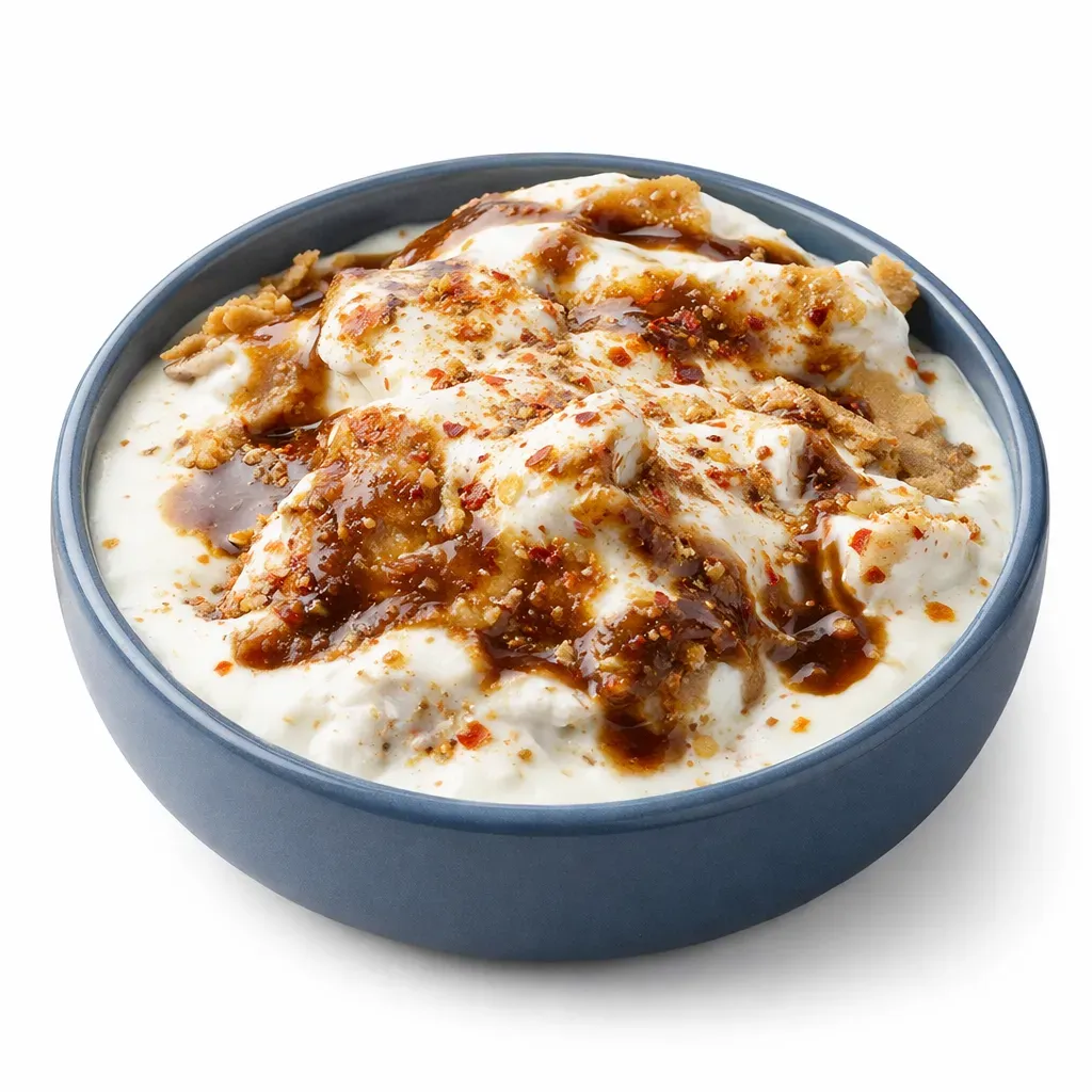 A beloved South Asian delicacy consisting of soft lentil fritters soaked in creamy yogurt, spiced to perfection, and garnished with chutneys and crunchy papdi.