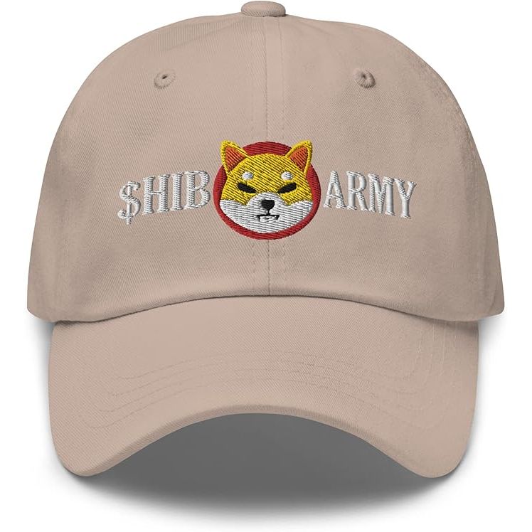 The SHIB Army Hat is an embroidered dad cap featuring the iconic Shiba Inu logo associated with the SHIB cryptocurrency. This hat is designed to show support for the SHIB Army, which refers to the community of investors and supporters of the SHIB cryptocurrency. The dad cap style is popular for its comfortable fit and casual, laid-back look.