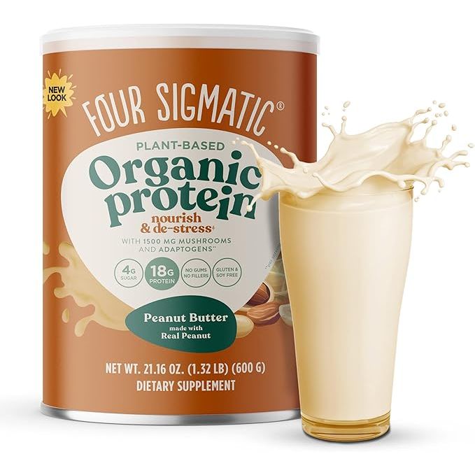 Four Sigmatic's Organic Plant-Based Protein Powder in Peanut Butter flavor provides a clean and vegan source of protein, with added benefits of Lion's Mane, Chaga, Cordyceps, and more superfoods.