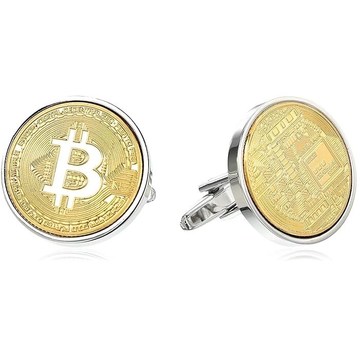 Gold Bitcoin Cufflinks are a stylish accessory for individuals who are passionate about cryptocurrency and want to show off their investment in Bitcoin. These cufflinks are made of high-quality brass with a gold finish, giving them a sophisticated and luxurious look.