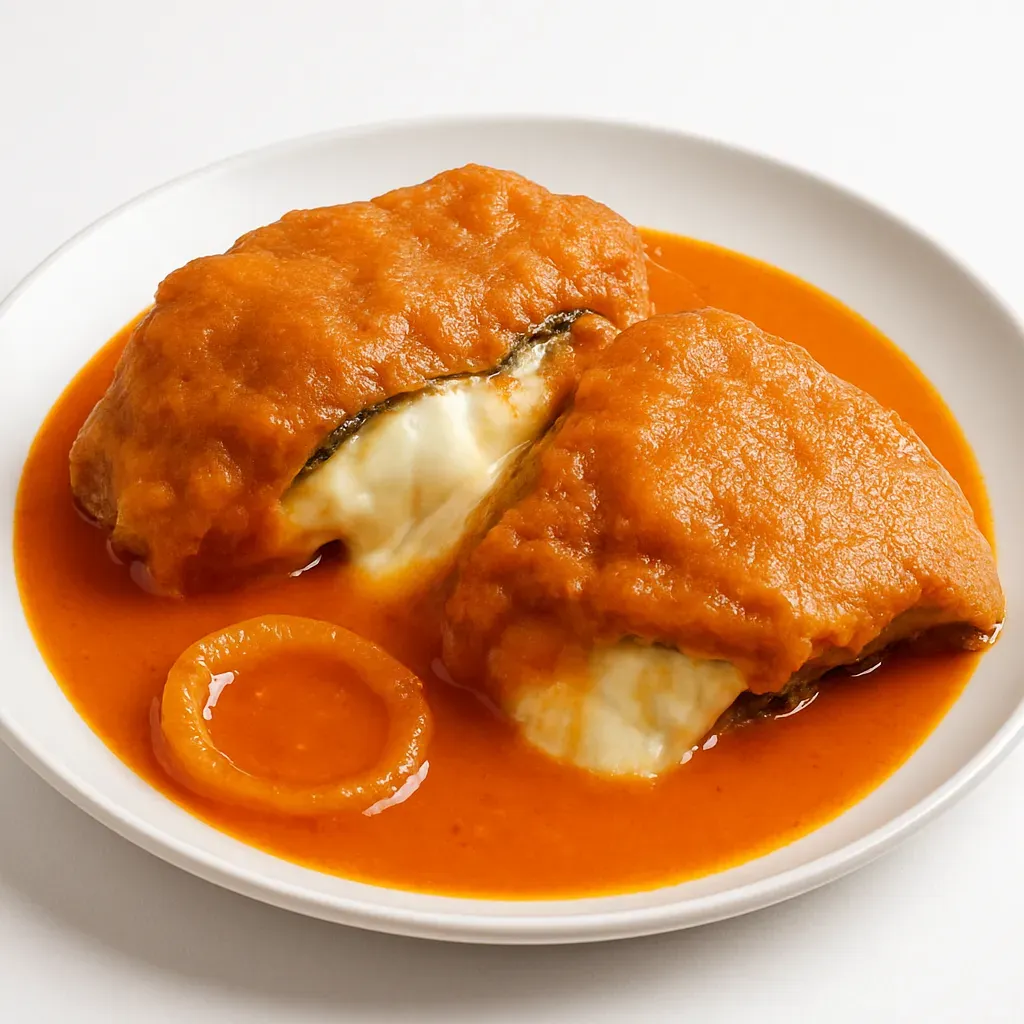 Dive into the authentic flavors of Mexico with these irresistible Chiles Rellenos de Queso Capeados, featuring roasted poblano peppers stuffed with cheese and enveloped in a golden egg batter, served in a rich tomato sauce.