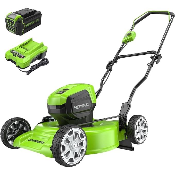 The Greenworks 40V 19" Brushless Cordless Lawn Mower is a high-performance, eco-friendly option for maintaining your lawn. It is powered by a 4.0Ah lithium-ion battery that provides up to 60 minutes of runtime on a single charge.