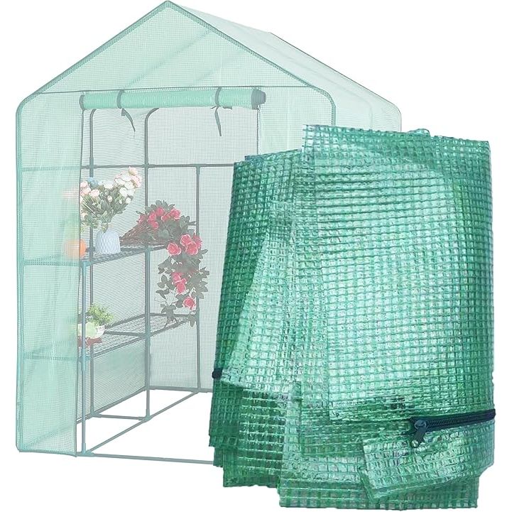 The Greenhouse Replacement Cover is a 56x56x76 inch PE walk-in greenhouse cover designed for gardening plants. This cover is made of durable polyethylene material that is waterproof, frost protection, wind and rain proof, providing a suitable environment for growing plants.