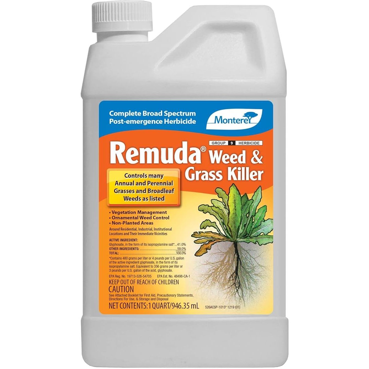 Monterey Remuda Broad Spectrum Non-Selective Post-emergent Herbicide Concentrate is a powerful herbicide designed for controlling unwanted vegetation and ornamental weeds. It comes in a 32oz container, making it suitable for larger areas where precise control is needed.