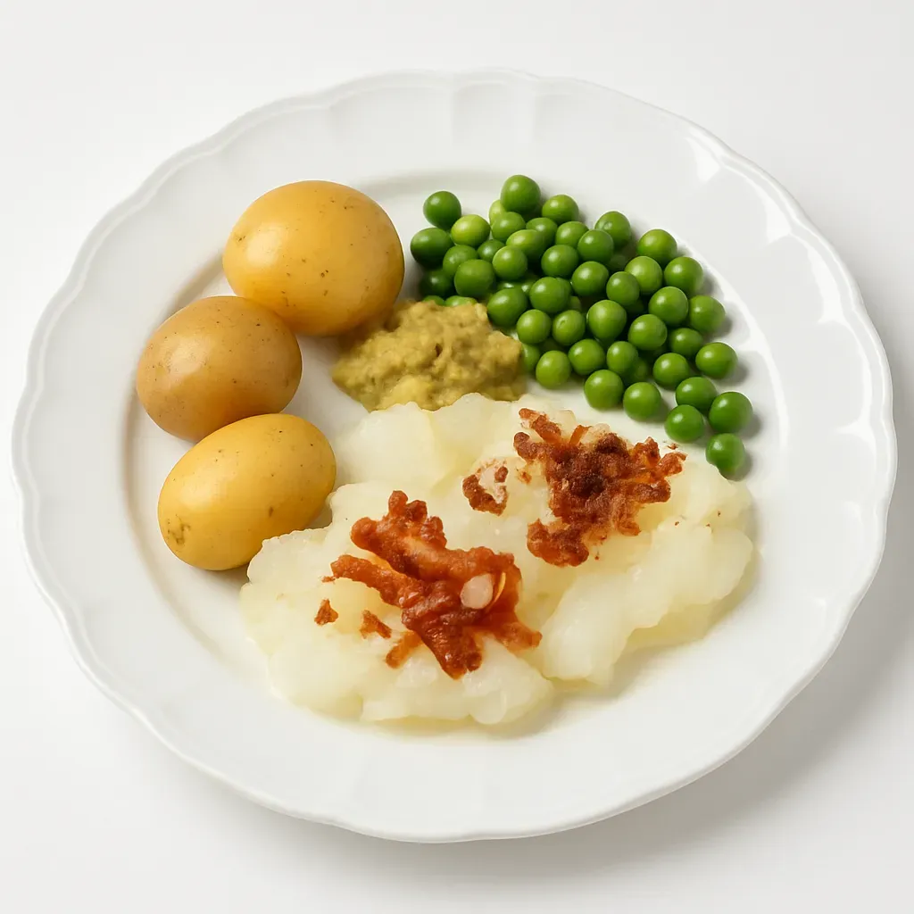 Lutfisk is a traditional Scandinavian dish featuring lye-treated fish, prepared with variations in Sweden and Norway, often served with a creamy sauce or crispy bacon.