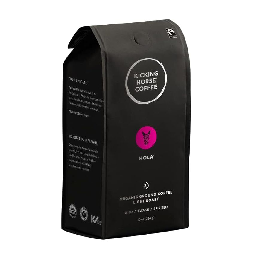 Kicking Horse Coffee is a Canadian roaster known for their organic, fairtrade, and high-quality coffee beans. Their Hola Light Roast is a popular blend that is ground and comes in a 10 oz package. This light roast is known for its vibrant and lively flavor profile, with notes of citrus and cocoa.