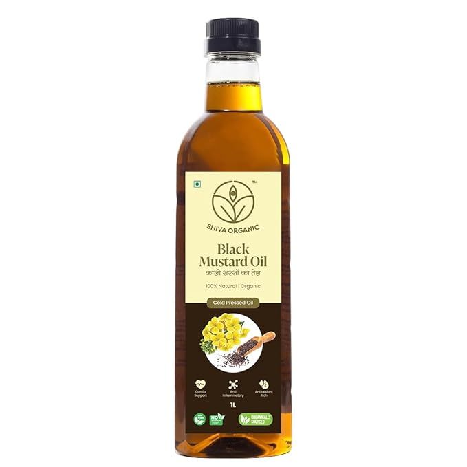 Shiva Organic Pure Black Mustard Oil is a premium quality cooking oil that is cold pressed and certified organic. It is made from 100% natural black mustard seeds, ensuring that it retains all of its natural nutrients and flavor. This oil comes in a convenient 1L (33.
